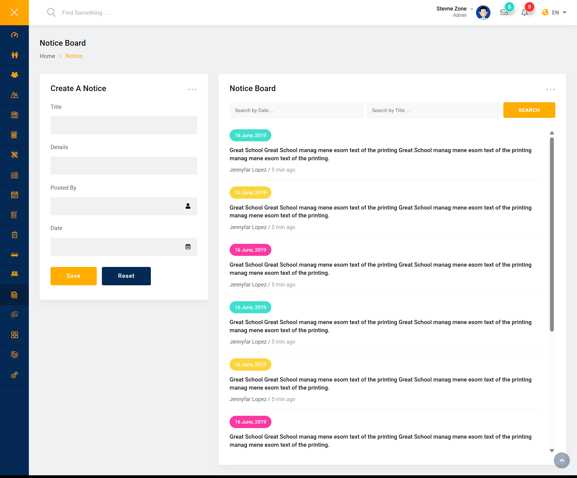 Notice Board Screenshot