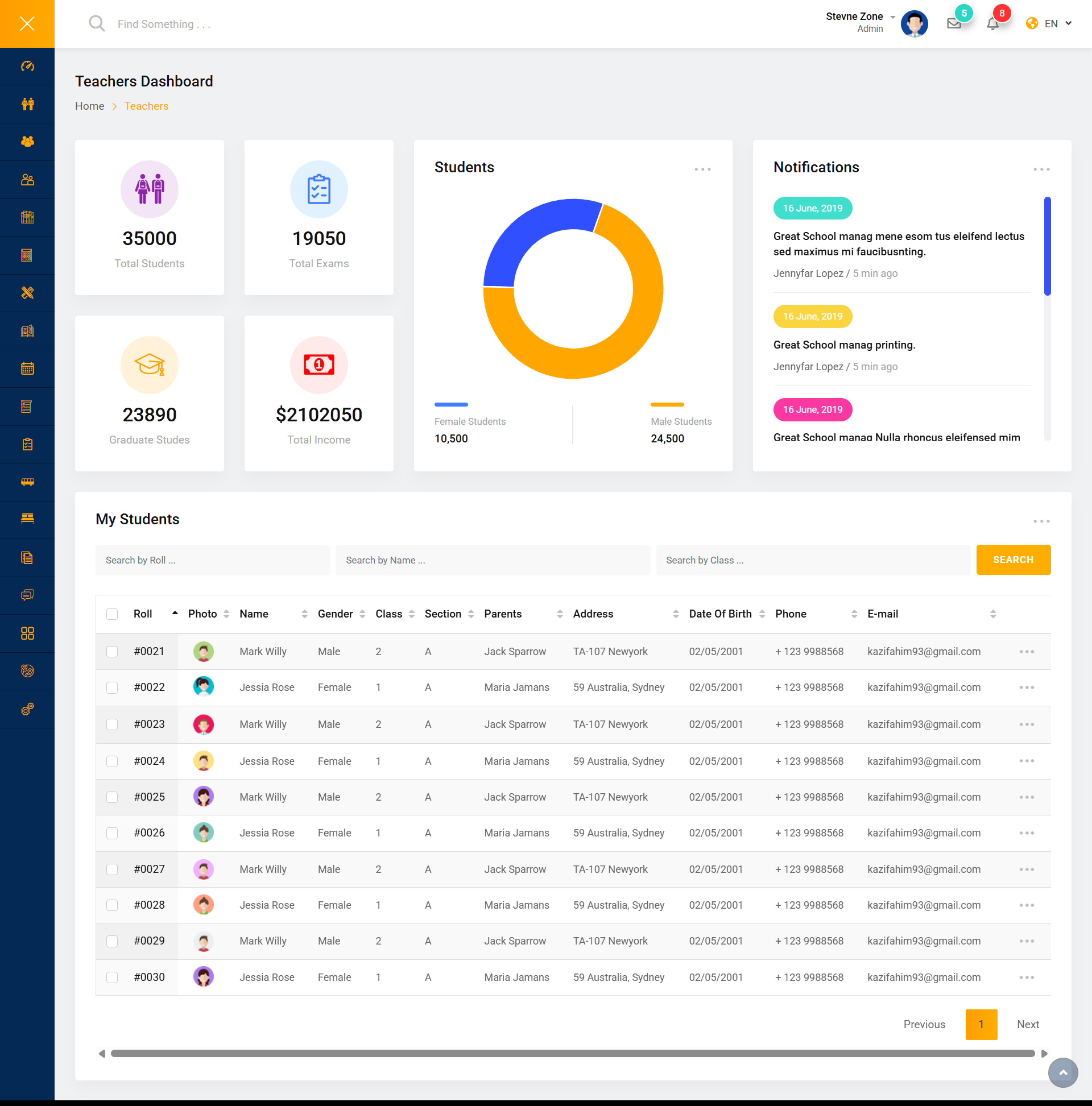 Teacher Dashboard Screenshot